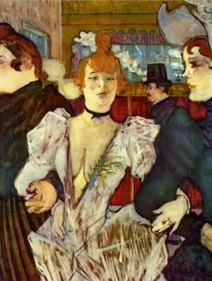 La Goulue Arriving at the Moulin Rouge with Two Women by Henri De Toulouse-Lautrec Oil Painting