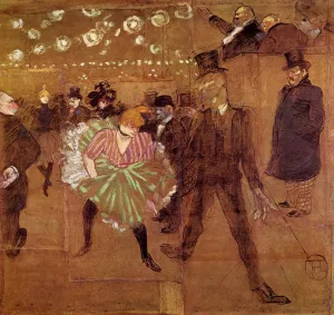 Le Goulue Dancing with Valentin-le-Desosse painting by Henri De Toulouse-Lautrec