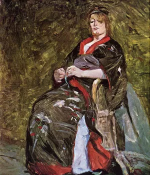 Lili Grenier in a Kimono by Henri De Toulouse-Lautrec Oil Painting