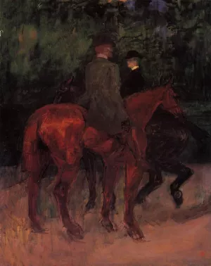 Man and Woman Riding Through the Woods by Henri De Toulouse-Lautrec - Oil Painting Reproduction