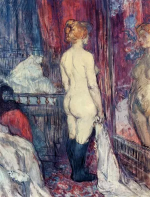 Nude Standing before a Mirror by Henri De Toulouse-Lautrec - Oil Painting Reproduction