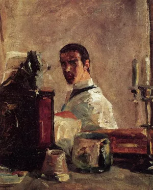 Self Portrait in front of a Mirror by Henri De Toulouse-Lautrec Oil Painting