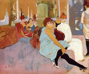 The Salon in the Rue des Moulins by Henri De Toulouse-Lautrec Oil Painting