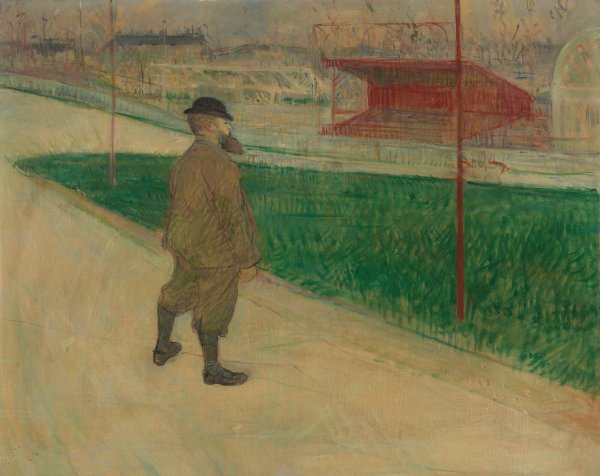 Main Product Photo of Tristan Bernard au Velodrome Buffalo  Painting by Henri De Toulouse-Lautrec
