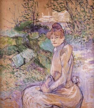 Woman in Monsieur Forest's Garden by Henri De Toulouse-Lautrec Oil Painting