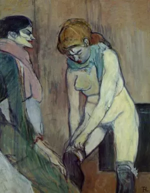 Woman Pulling Up Her Stockings by Henri De Toulouse-Lautrec Oil Painting