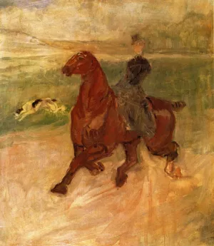 Woman Rider and Dog by Henri De Toulouse-Lautrec - Oil Painting Reproduction