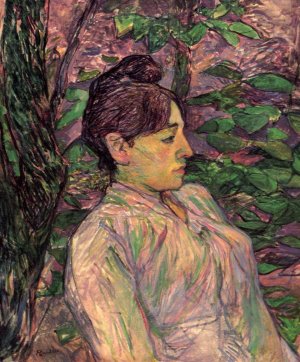 Woman Seated in a Garden by Henri De Toulouse-Lautrec Oil Painting