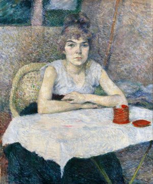 Young woman at a table, 'Poudre de riz' by Henri De Toulouse-Lautrec Oil Painting