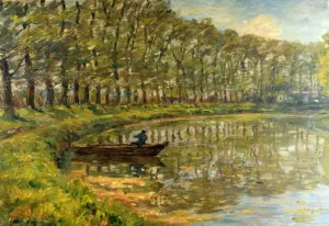 Boat on the River by Henri Duhem - Oil Painting Reproduction
