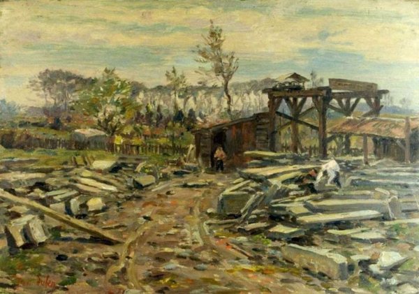 Main Product Photo of Buildings in Ruins Painting by Henri Duhem
