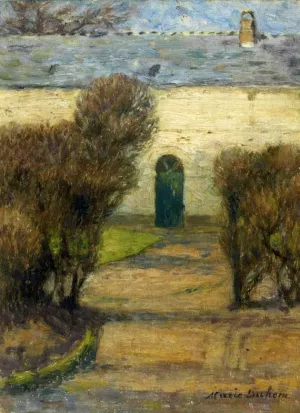 Pathway Leading to a White Building with a Green Door by Henri Duhem - Oil Painting Reproduction