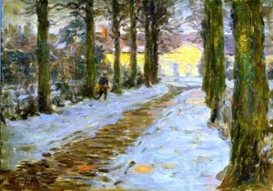 Pathway with Trees in Winter Botanical Gardens by Henri Duhem - Oil Painting Reproduction