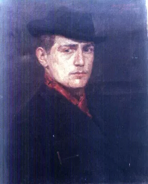 Self Portrait with Hat by Henri Duhem - Oil Painting Reproduction