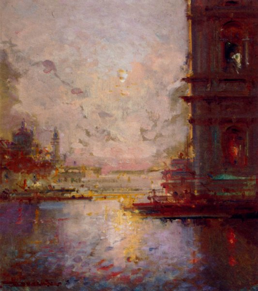 Main Product Photo of Venice at Dusk Painting by Henri Duvieux