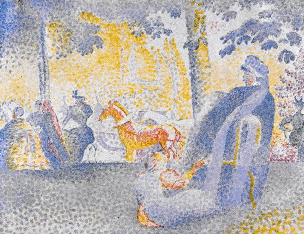 Aux Champs-elysees  by Henri-Edmond Cross - Hand-Painted Oil Painting Reproduction