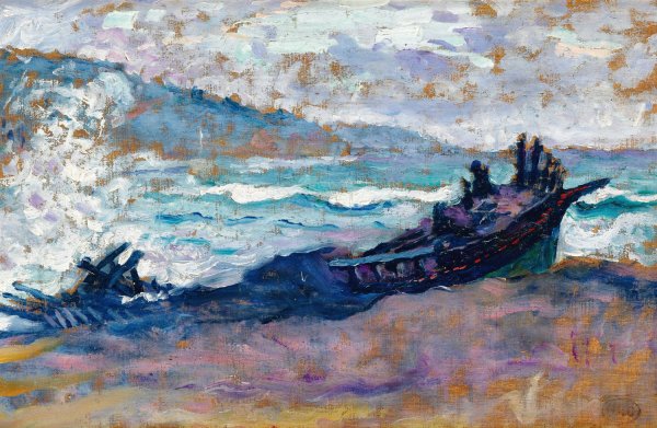 Barques Sur La Plage by Henri-Edmond Cross - Hand-Painted Oil Painting Reproduction