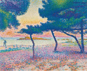 La Plage De Saint-Clair by Henri-Edmond Cross Oil Painting