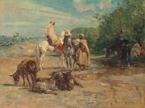 Arabs on horseback by Henri Emilien Rousseau Oil Painting