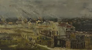 Bataille de Champigny - Episode de la guerre de 1870 by Henri Emilien Rousseau Oil Painting