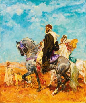 Cavaliers Arabes Dans Le Desert by Henri Emilien Rousseau Oil Painting