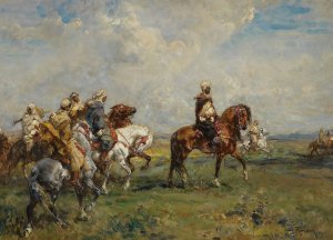 Cavaliers Arabes by Henri Emilien Rousseau Oil Painting