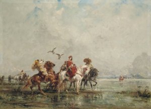 Hunting In The Marshlands by Henri Emilien Rousseau Oil Painting