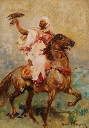 North African On Horseback by Henri Emilien Rousseau Oil Painting