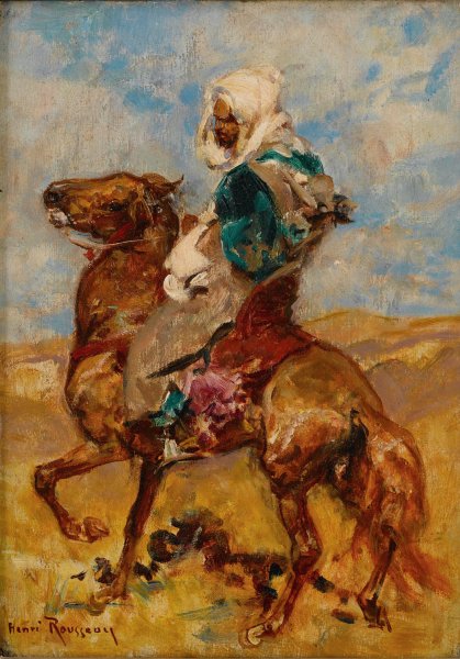 Main Product Photo of North African On Horseback Painting by Henri Emilien Rousseau