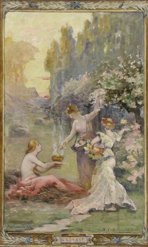 L'odorat - Parfums du soir by Henri-Eugene Delacroix Oil Painting