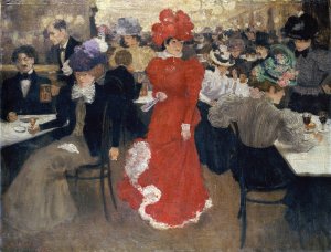 In the Cafe d'Harcourt in Paris by Henri Evenepoel Oil Painting