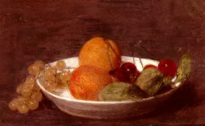 A Bowl Of Fruit by Henri Fantin-Latour Oil Painting