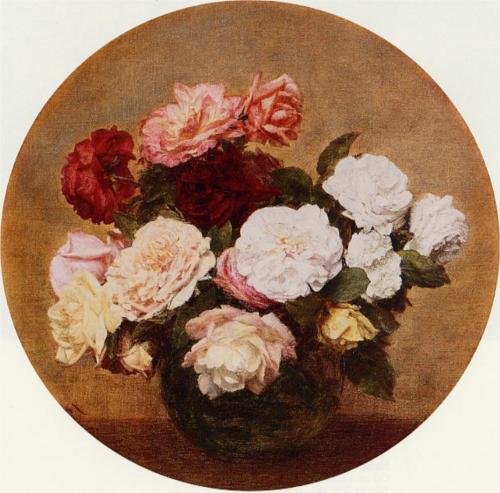 Main Product Photo of A Large Bouquet of Roses Painting by Henri Fantin-Latour