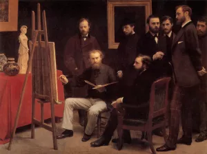 A Studio in the Batignolles by Henri Fantin-Latour - Oil Painting Reproduction