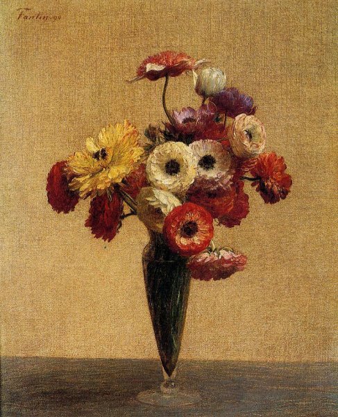 Main Product Photo of Anemones and Buttercups Painting by Henri Fantin-Latour