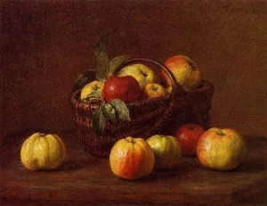 Apples in a Basket on a Table Oil painting by Henri Fantin-Latour