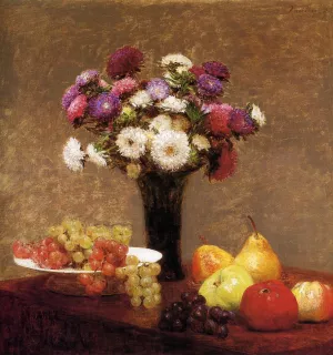 Asters and Fruit on a Table by Henri Fantin-Latour Oil Painting