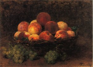 Basket of Peaches by Henri Fantin-Latour Oil Painting