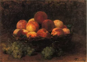 Basket of Peaches by Henri Fantin-Latour - Oil Painting Reproduction