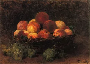 Basket of Peaches Oil painting by Henri Fantin-Latour