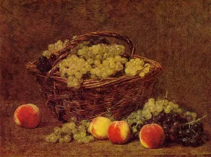 Basket of White Grapes and Peaches by Henri Fantin-Latour - Oil Painting Reproduction