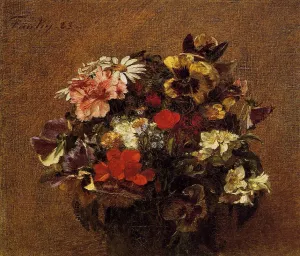 Bouquet of Flowers: Pansies by Henri Fantin-Latour - Oil Painting Reproduction