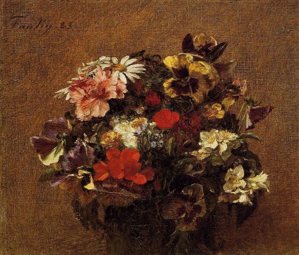 Main Product Photo of Bouquet of Flowers: Pansies Painting by Henri Fantin-Latour