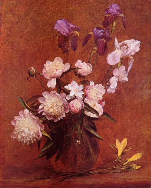 Main Product Photo of Bouquet of Peonies and Iris Painting by Henri Fantin-Latour