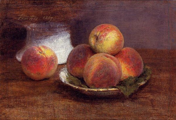 Main Product Photo of Bowl of Peaches Painting by Henri Fantin-Latour
