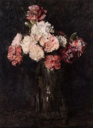 Carnations in a Champagne Glass by Henri Fantin-Latour - Oil Painting Reproduction
