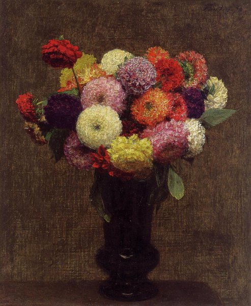 Main Product Photo of Dahlias Painting by Henri Fantin-Latour