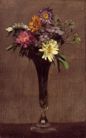 Daisies and Dahlias by Henri Fantin-Latour - Oil Painting Reproduction