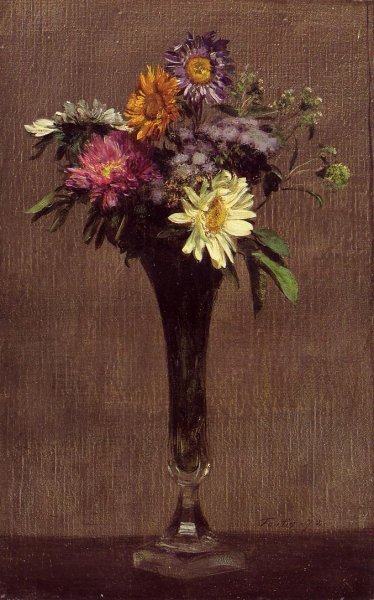 Daisies and Dahlias by Henri Fantin-Latour - Hand-Painted Oil Painting Reproduction