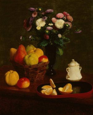 Flowers and fruit by Henri Fantin-Latour Oil Painting